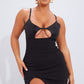 PrettyLittleThing Black Glitter Tie Bodycon Mini