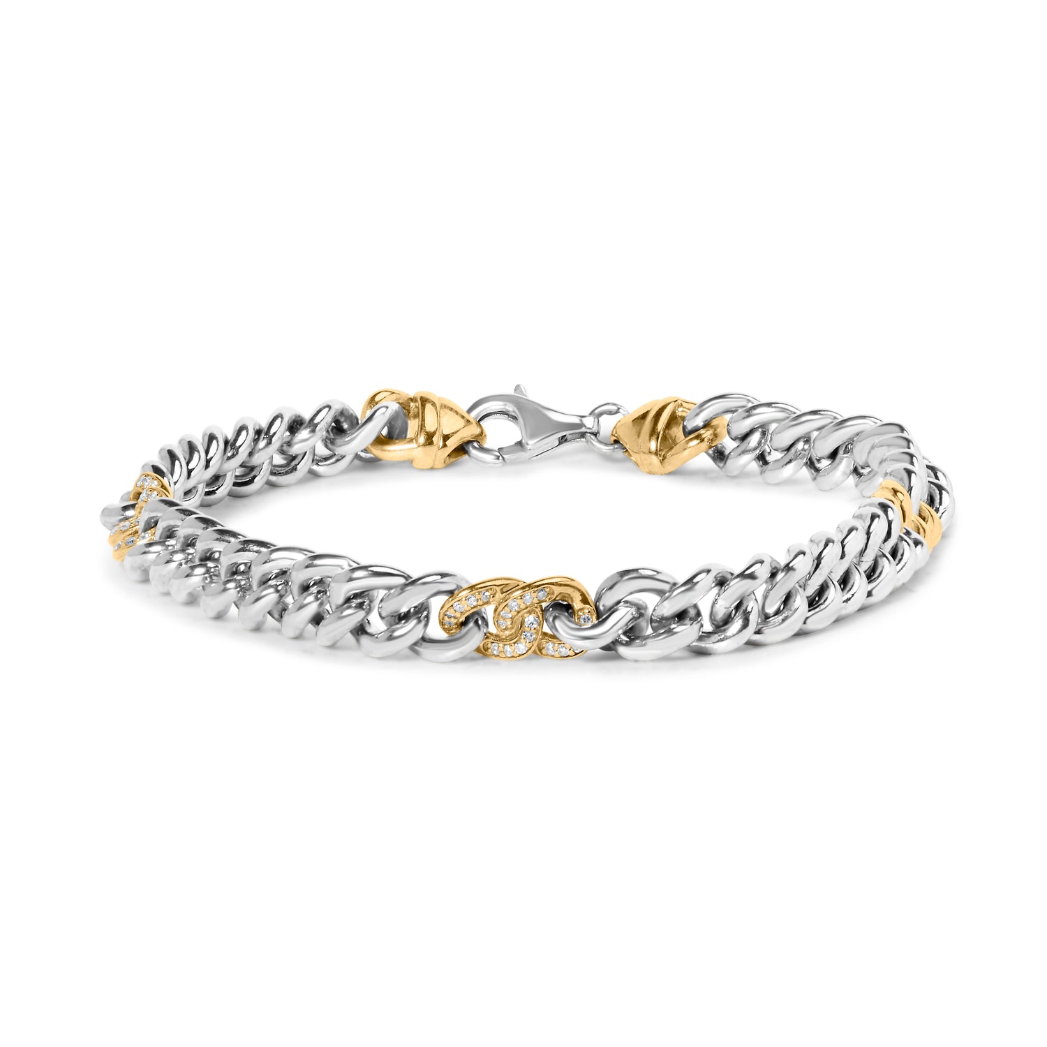 Haus of Brilliance 10K Yellow Gold Plated .925 Sterling Silver 1/5 Cttw Diamond Curb Chain Bracelet (J-K Color, I2-I3 Clarity) - 7.5 Inches