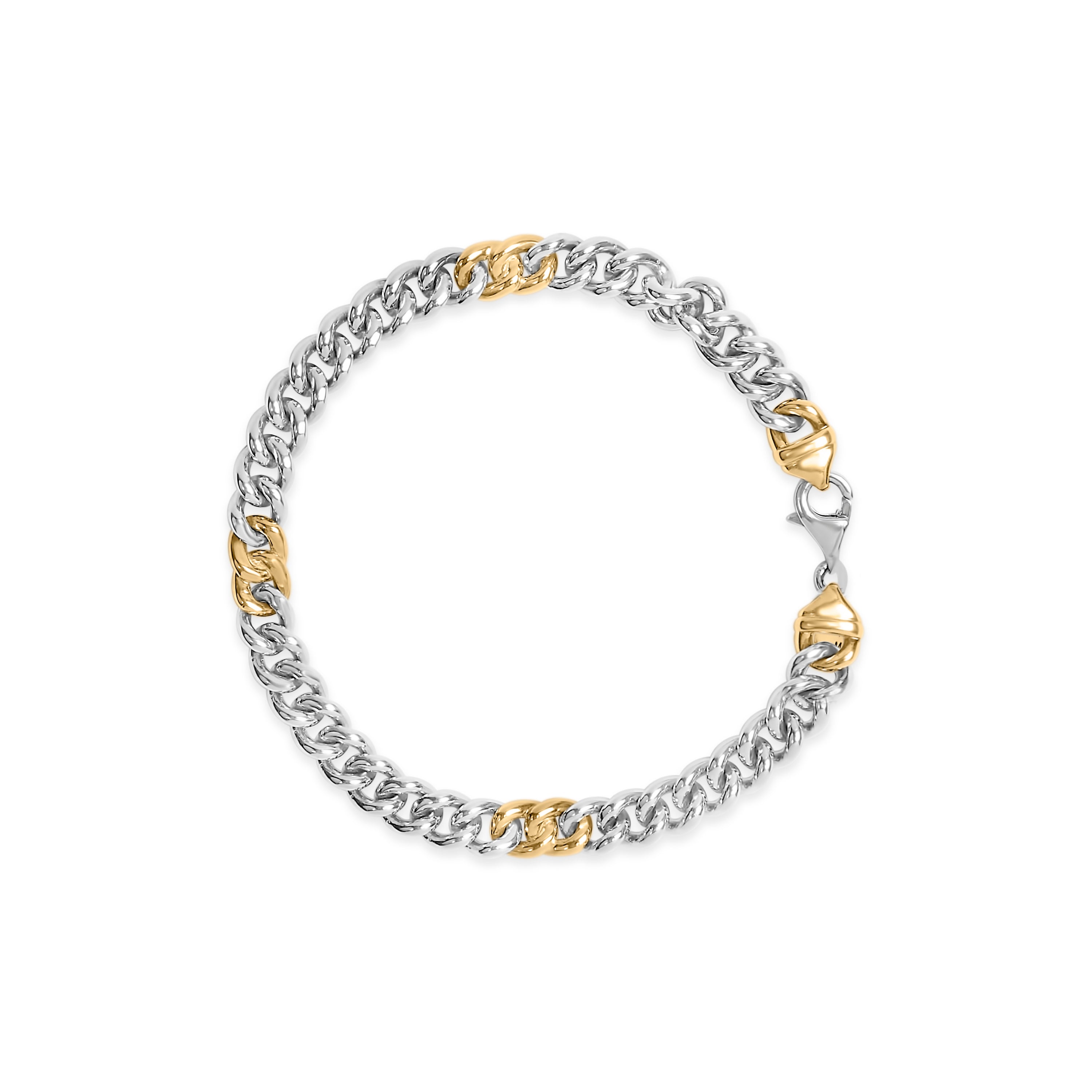 Haus of Brilliance 10K Yellow Gold Plated .925 Sterling Silver 1/5 Cttw Diamond Curb Chain Bracelet (J-K Color, I2-I3 Clarity) - 7.5 Inches