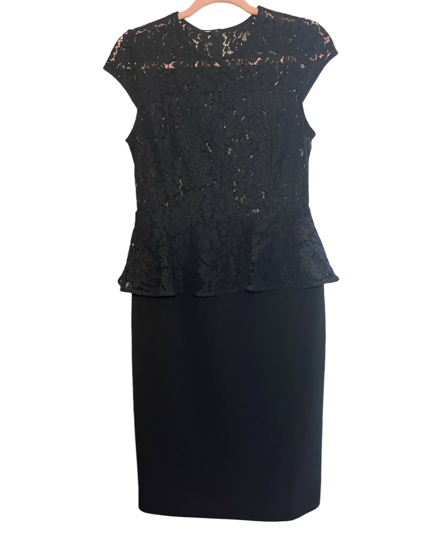 Gravitas Julia Lace Peplum Sheath Dress - Black - size 8