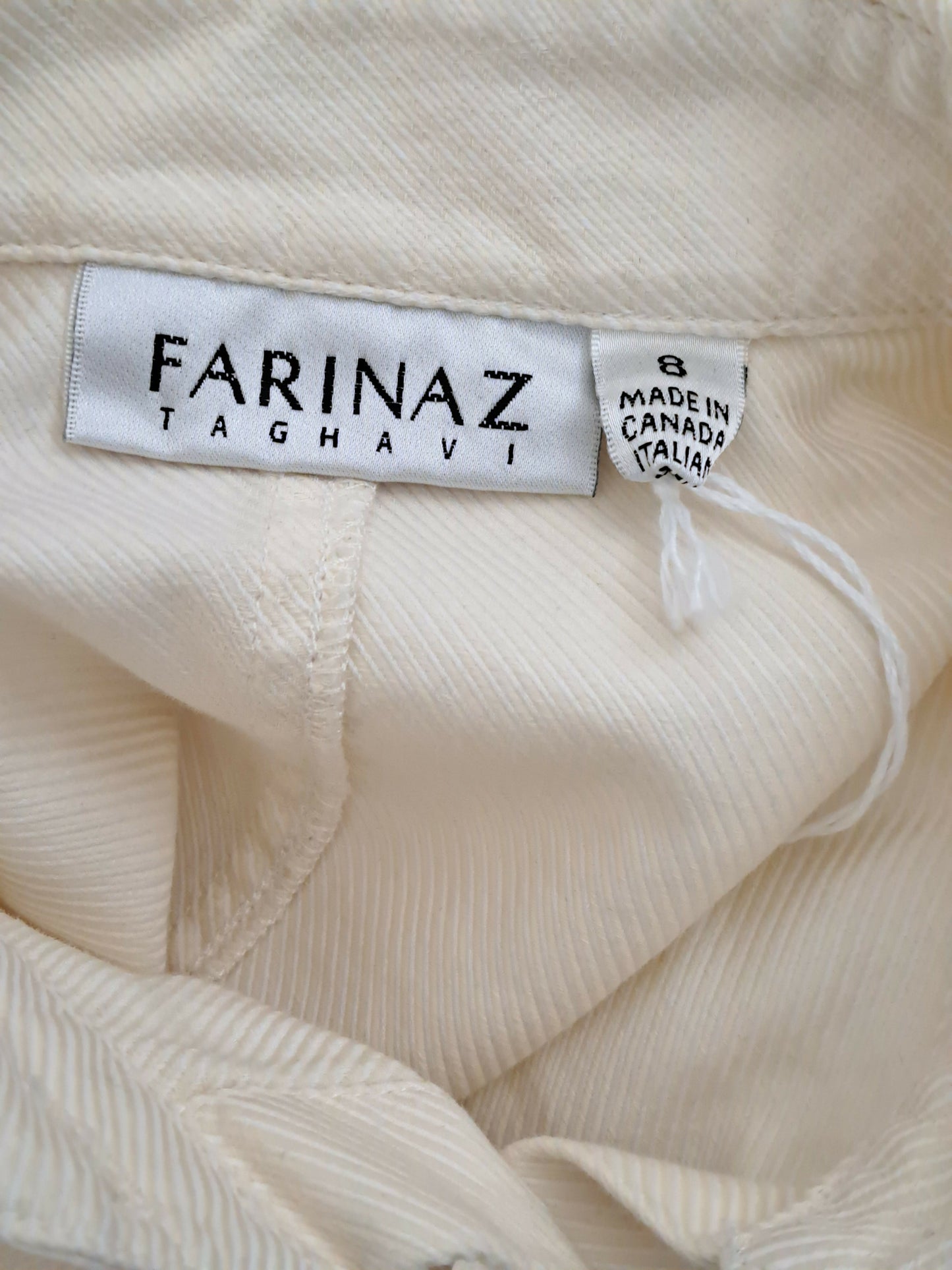 Farinaz Taghavi Long Sleeve Long Cuff Tailored Button Down Shirt- Beige- 8