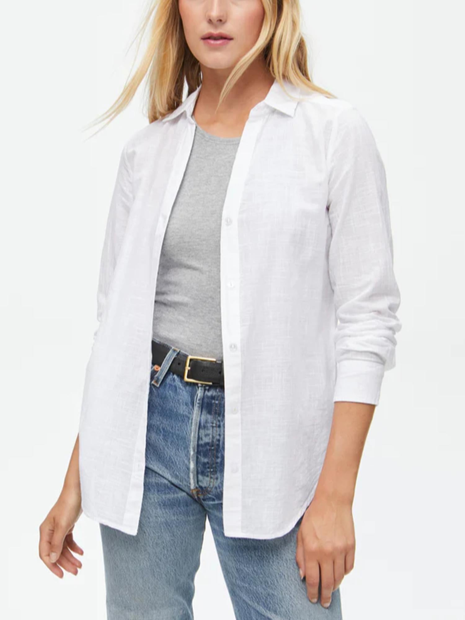 Michael Stars Joanna Lightweight Button Down Shirt - White