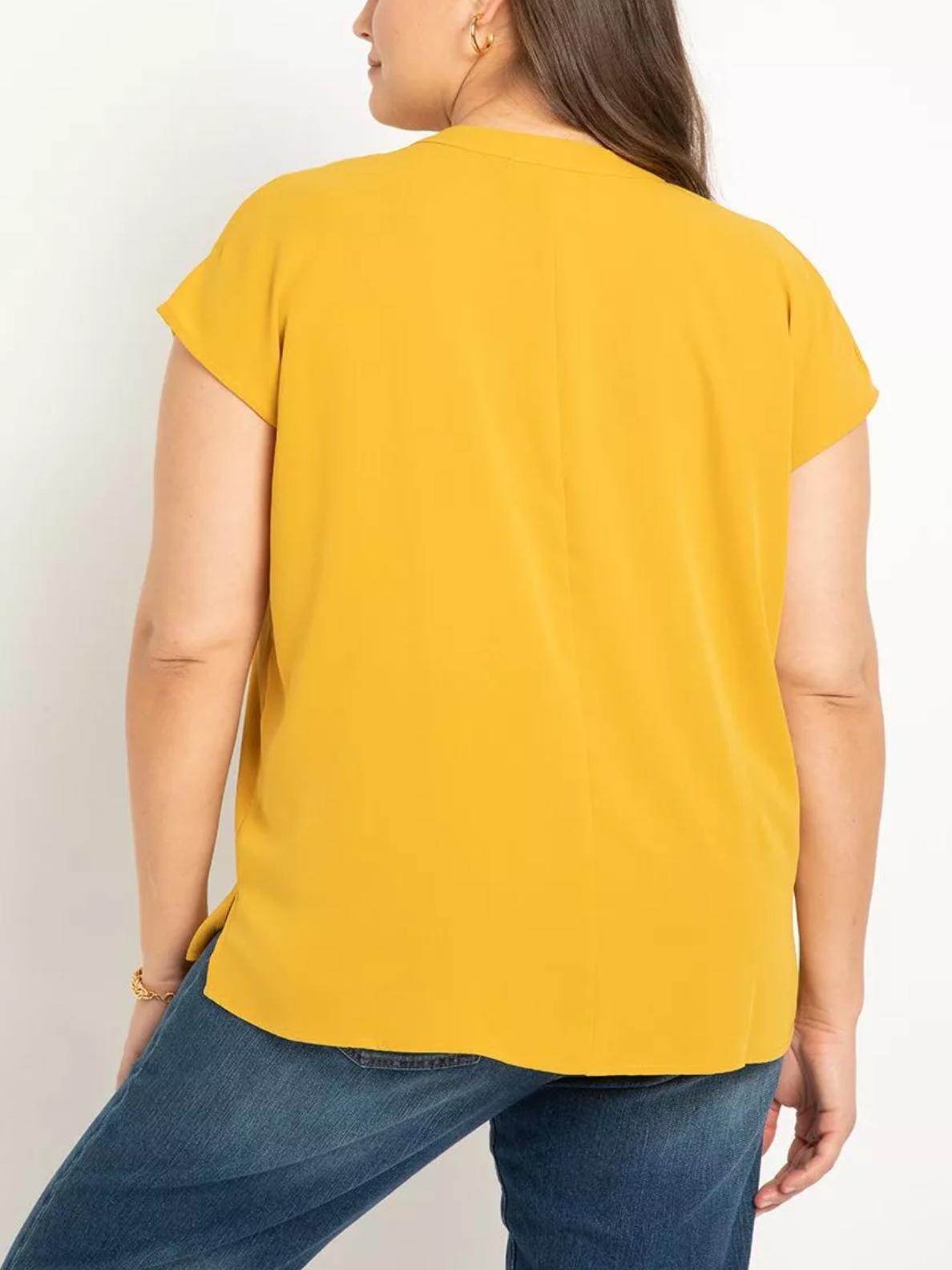 Eloquii Notch Collar Blouse - Yellow