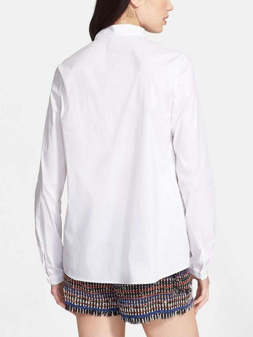 Rachel Zoe Long Sleeve Neck-Tie Blouse - White - 8