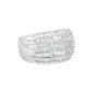 Haus of Brilliance .925 Sterling Silver 1.0 Cttw Baguette-Cut Diamond 6-Row Channel Set Domed Tapered Cocktail Fashion Ring (H-I Color, I2-I3 Clarity) - Size 7-3/4