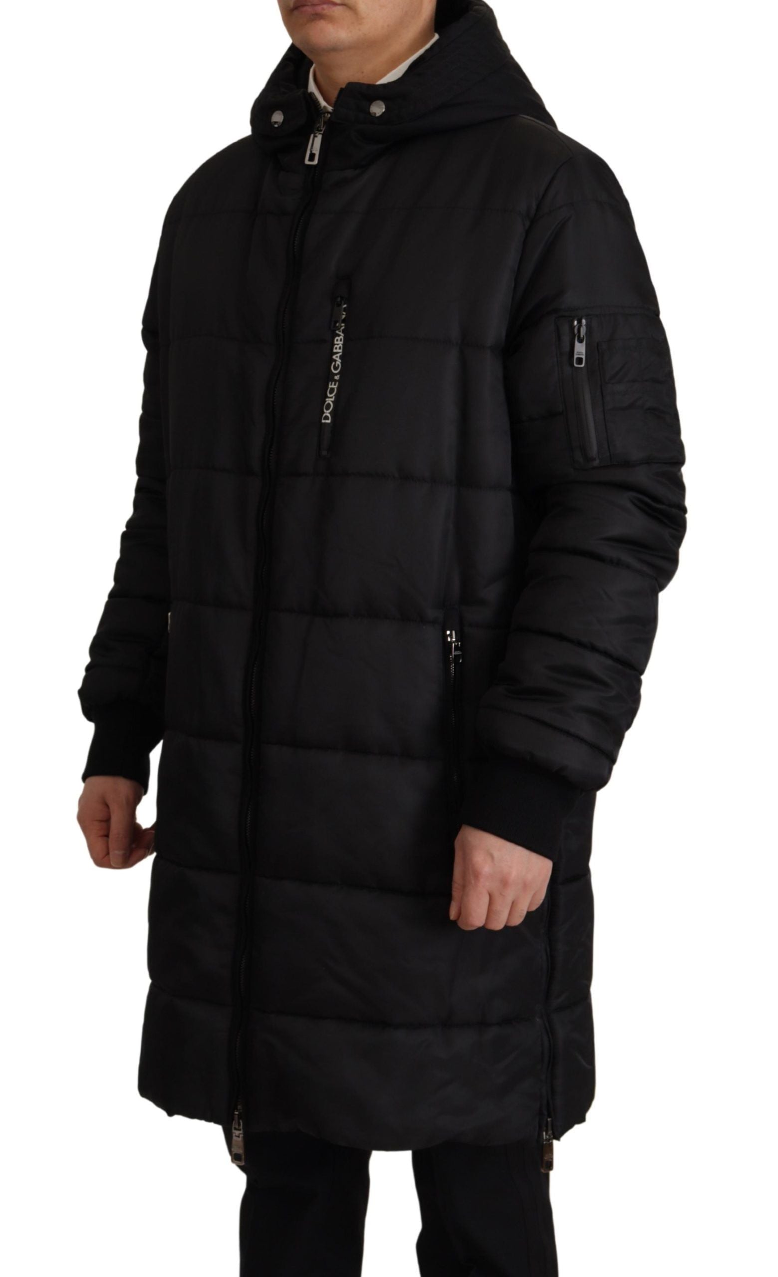 Dolce &amp; Gabbana Elegant Black Hooded Parka Winter Jacket/IT46 | S/Black