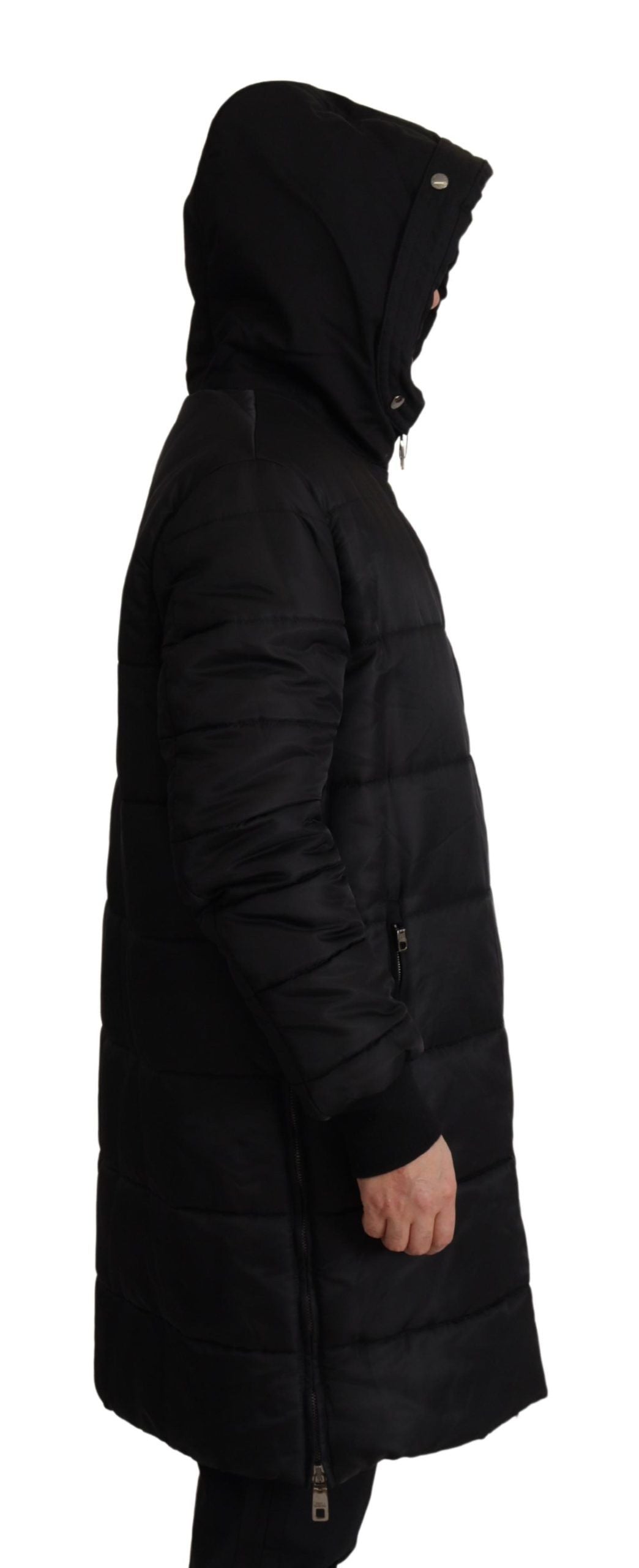 Dolce & Gabbana Elegant Black Hooded Parka Winter Jacket/IT46 | S/Black