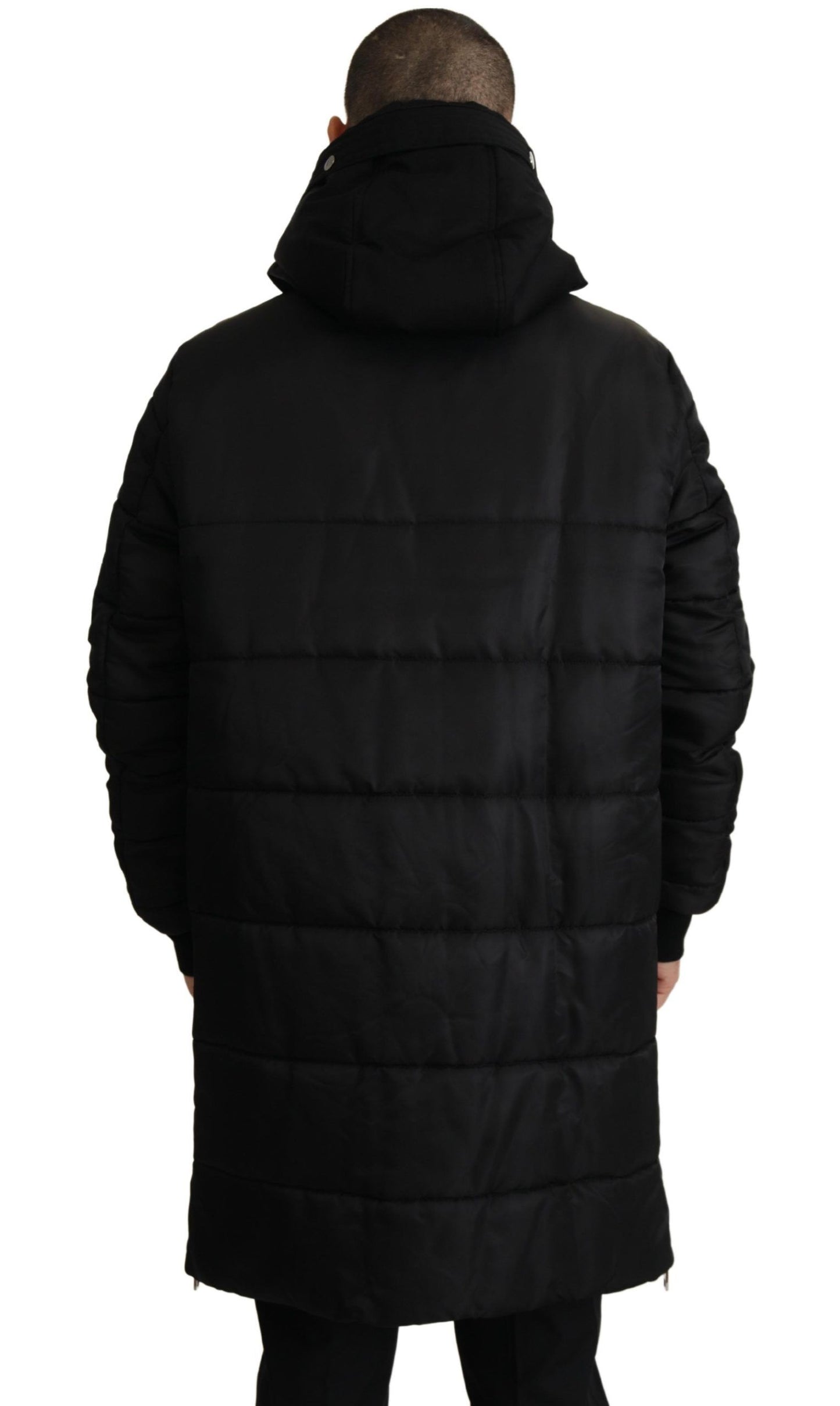 Dolce & Gabbana Elegant Black Hooded Parka Winter Jacket/IT46 | S/Black