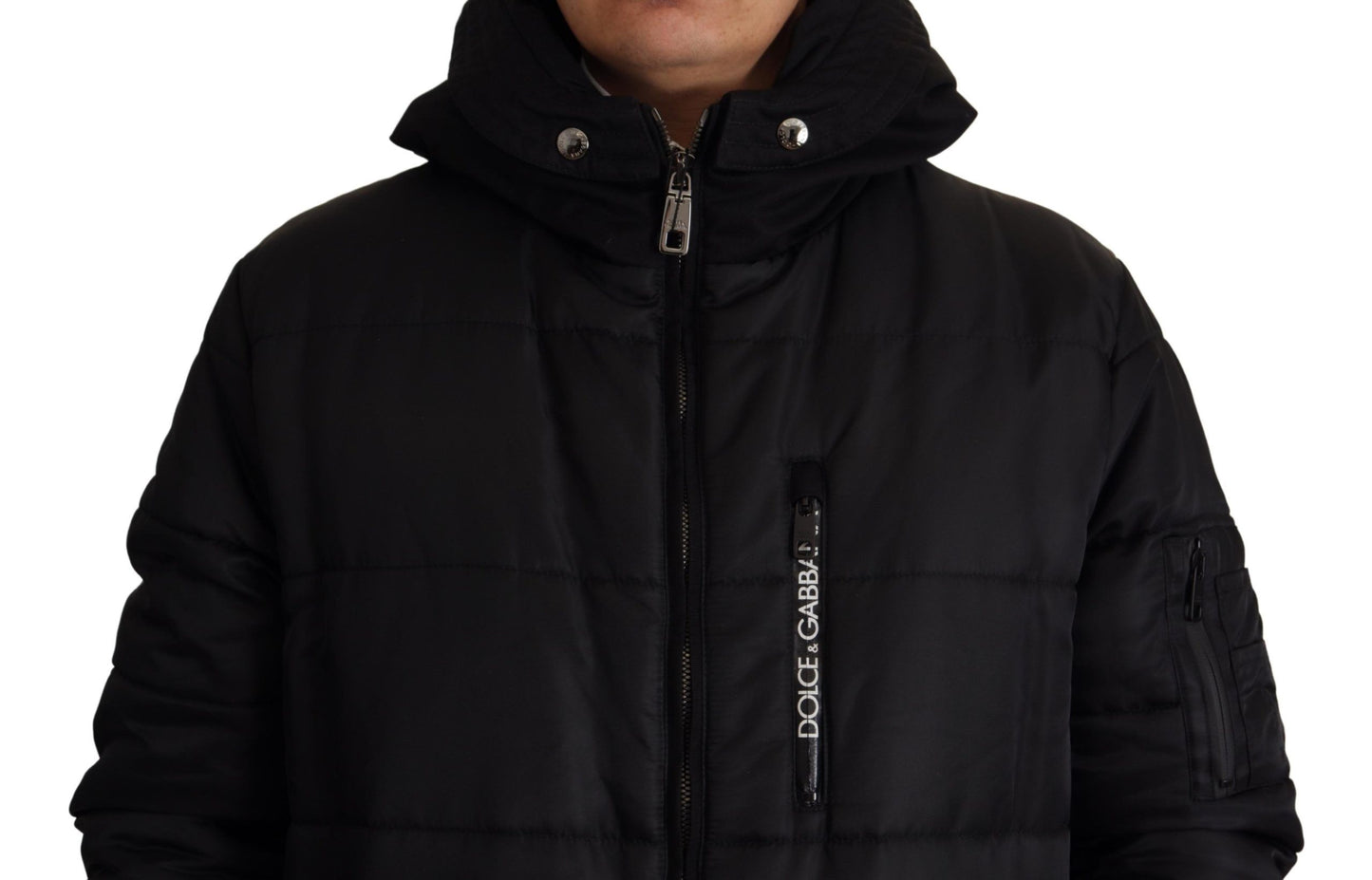 Dolce & Gabbana Elegant Black Hooded Parka Winter Jacket/IT46 | S/Black