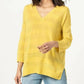 Lilla P Relaxed V-Neck Tunic Sweater - Stripes - Yellow- L