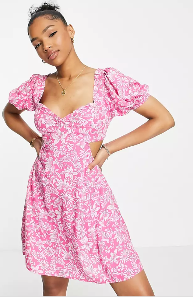 Asos Pink Floral Cut Out Mini / L