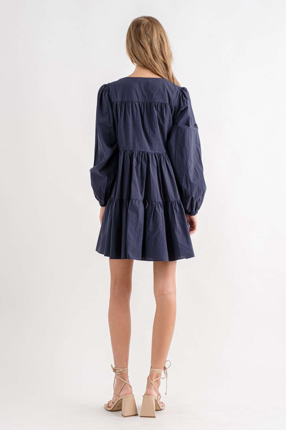 IntheBeginning Navy Long Sleeve Linen Mini / S NWOT
