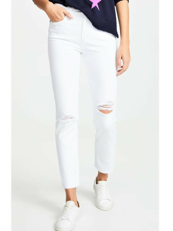 Paige Hoxton Distressed Raw Hem Jeans - White - 29