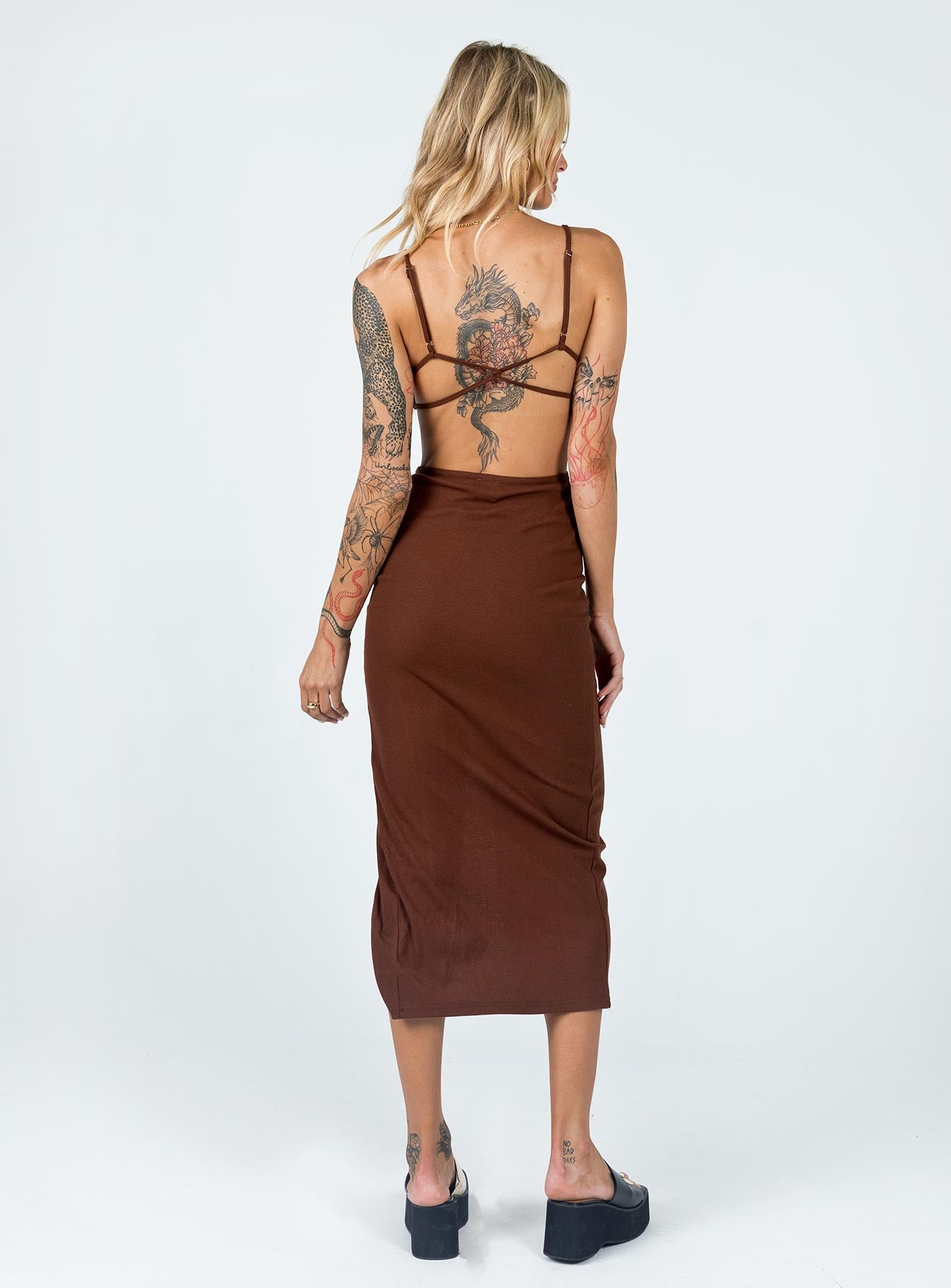 Princess Polly Brown Cut Out Midi Dress