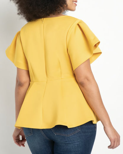 Eloquii Flare Sleeve Peplum Top