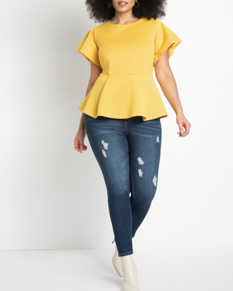 Eloquii Flare Sleeve Peplum Top