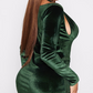 PrettyLittleThing Emerald Velvet Long Sleeve Mini / S