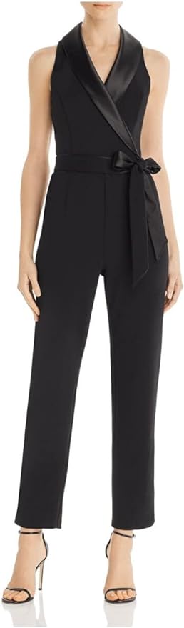 Adrianna Papell Sleeveless V-Neck Wrap Front Jumpsuit - Black