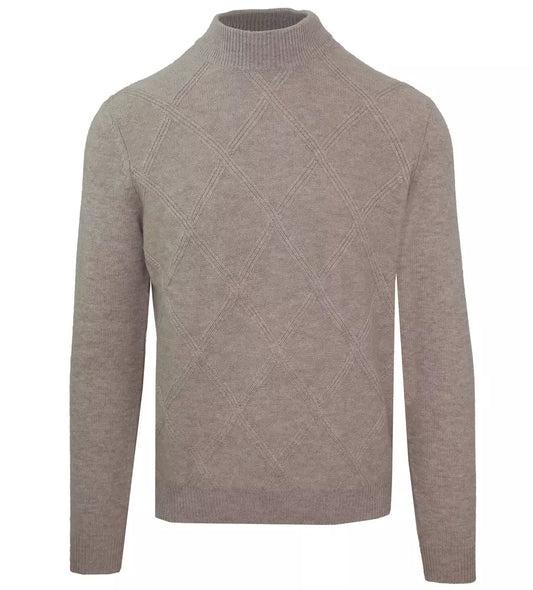 Malo Diamond Stitch Wool Cashmere Turtleneck/XXL/Beige