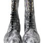 Dolce & Gabbana Chic Black Lace-Up Boots with Gray White Fade/EU43/US10/Black