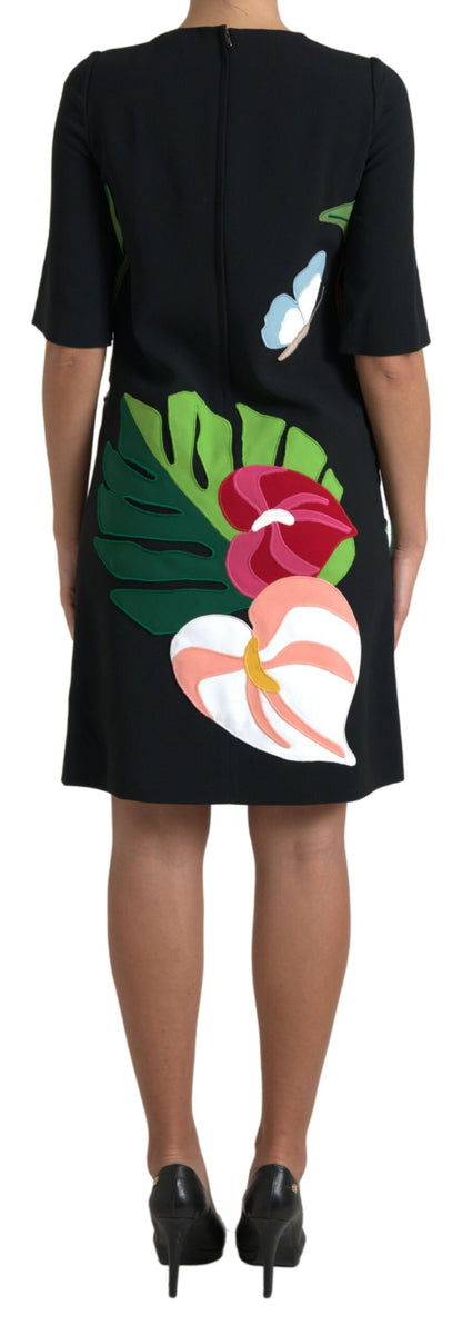Dolce &amp; Gabbana Elegant Jungle Motif Sheath Dress/IT50 | XXL/Black