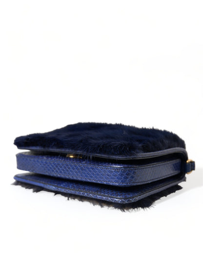 Dolce &amp; Gabbana Dolce &amp; Gabbana Exquisite Blue Mink Fur Shoulder Bag/Blue