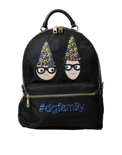 Dolce &amp; Gabbana Elegant Black Gold Detail Backpack/Black