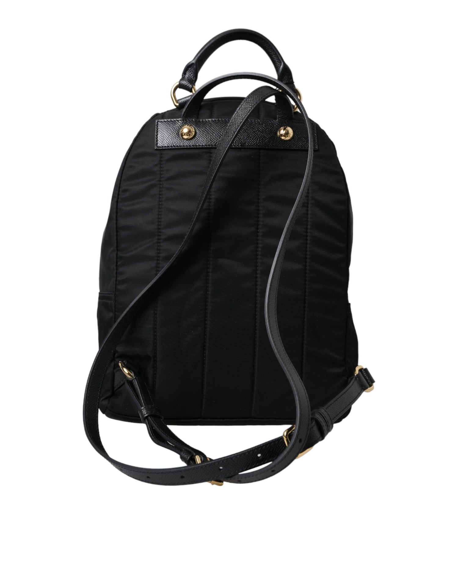 Dolce &amp; Gabbana Elegant Black Gold Detail Backpack/Black