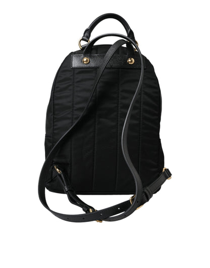 Dolce &amp; Gabbana Elegant Black Gold Detail Backpack/Black