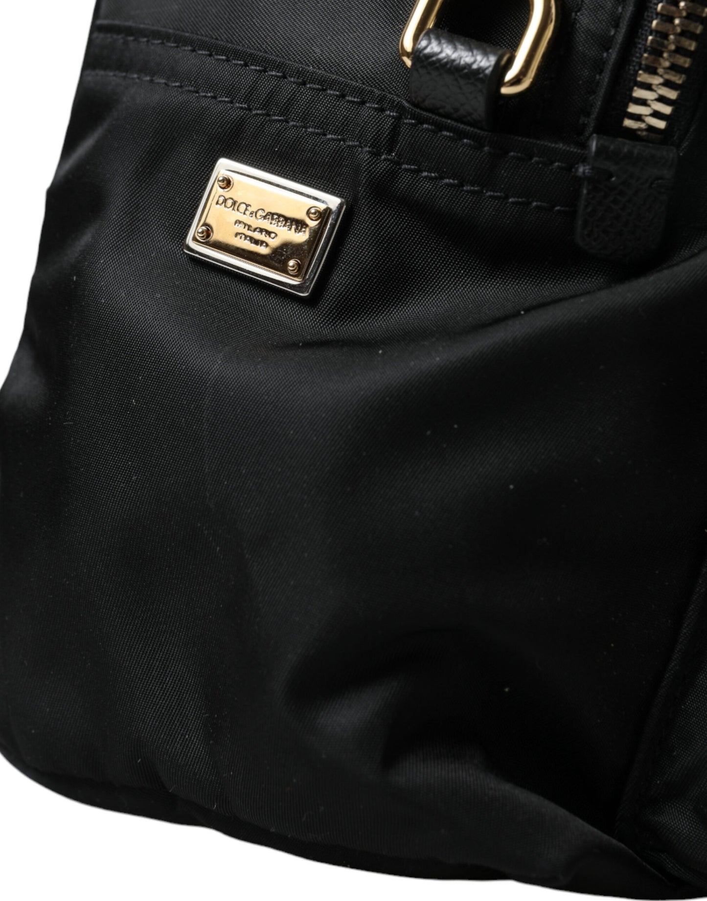 Dolce & Gabbana Elegant Black Gold Detail Backpack/Black