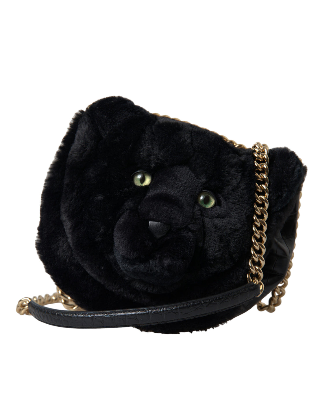 Dolce &amp; Gabbana Dolce &amp; Gabbana Exquisite Croc-Embossed Panther Shoulder Bag/Black