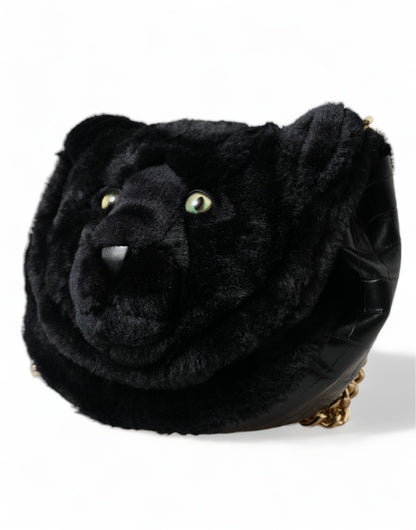 Dolce &amp; Gabbana Dolce &amp; Gabbana Exquisite Croc-Embossed Panther Shoulder Bag/Black