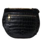 Dolce & Gabbana Dolce & Gabbana Exquisite Croc-Embossed Panther Shoulder Bag/Black