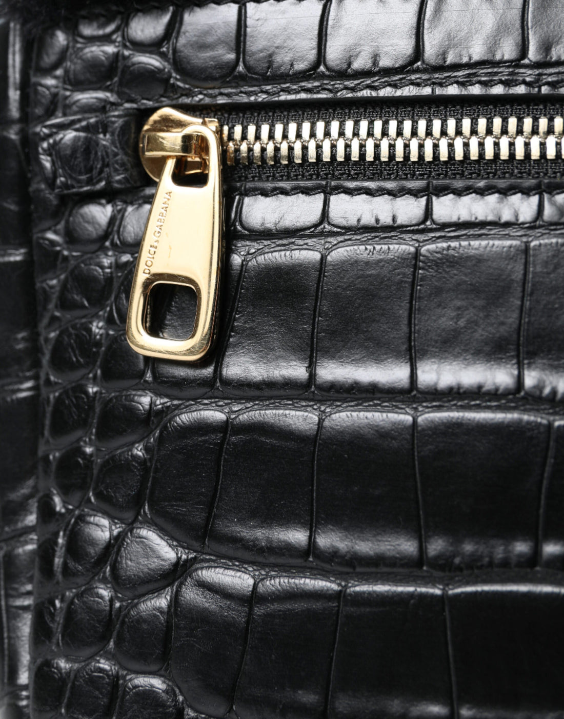 Dolce &amp; Gabbana Dolce &amp; Gabbana Exquisite Croc-Embossed Panther Shoulder Bag/Black