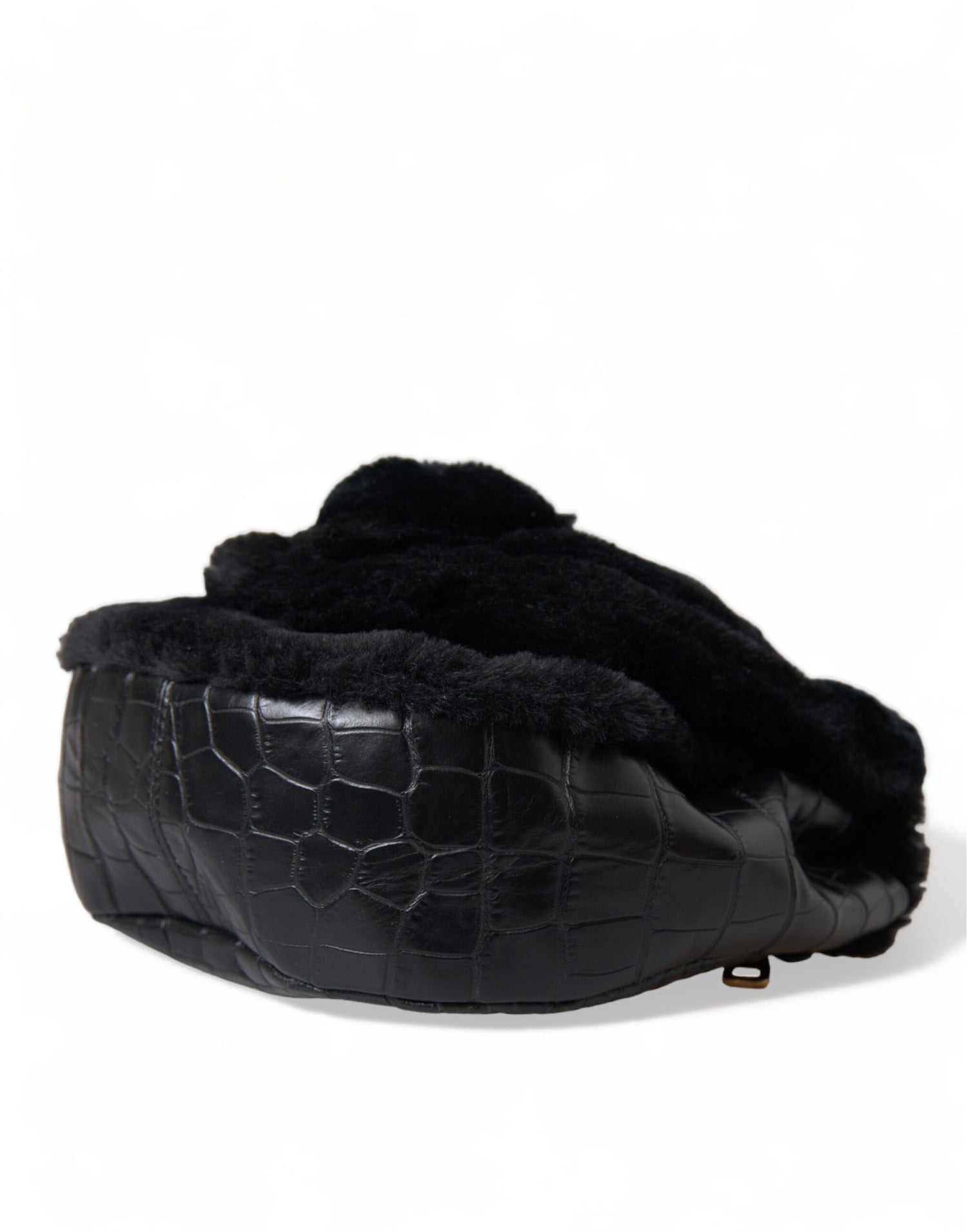 Dolce &amp; Gabbana Dolce &amp; Gabbana Exquisite Croc-Embossed Panther Shoulder Bag/Black