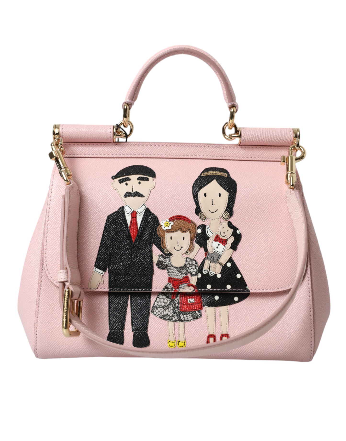 Dolce & Gabbana Chic Pink Sicily Leather Shoulder Bag/Pink