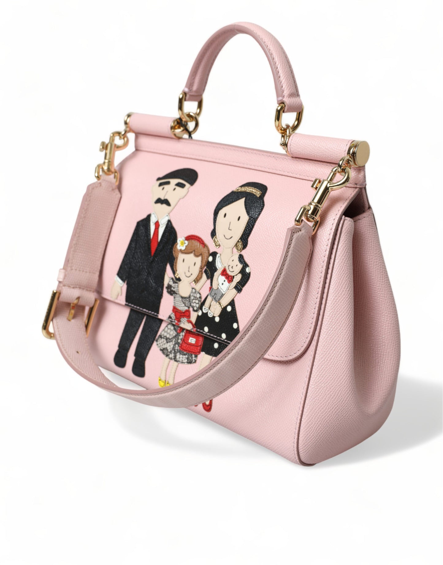 Dolce & Gabbana Chic Pink Sicily Leather Shoulder Bag/Pink