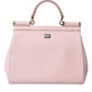 Dolce & Gabbana Chic Pink Sicily Leather Shoulder Bag/Pink