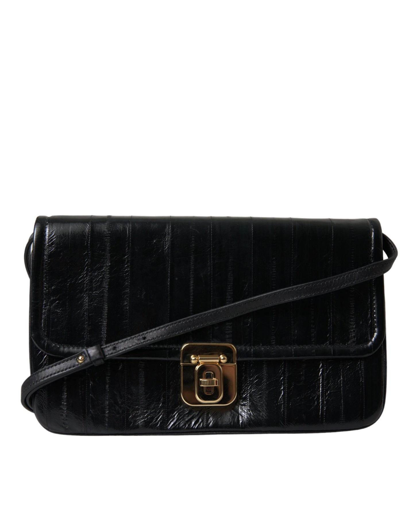 Dolce & Gabbana Dolce & Gabbana Elegant Eelskin Leather Shoulder Bag/Black