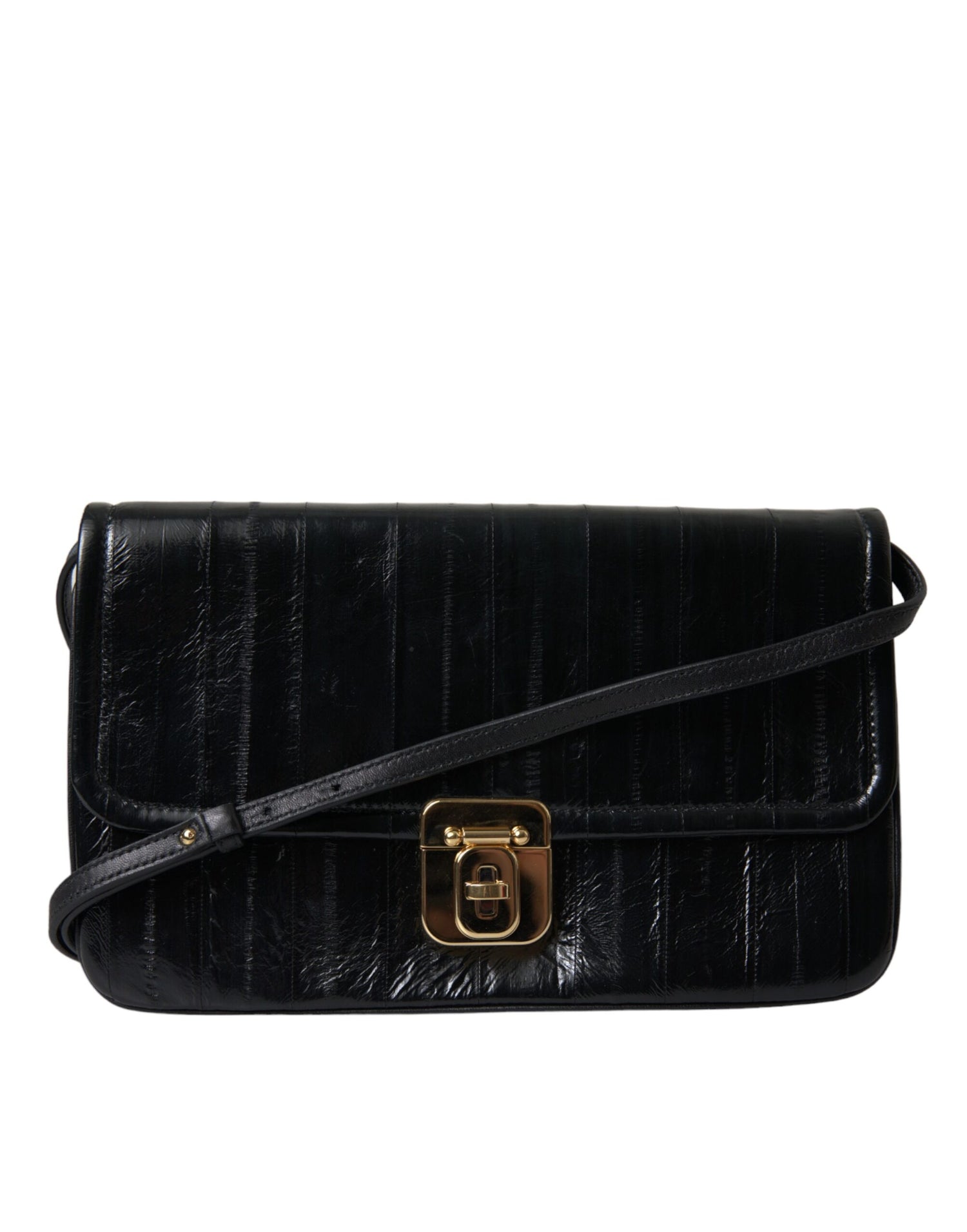 Dolce &amp; Gabbana Dolce &amp; Gabbana Elegant Eelskin Leather Shoulder Bag/Black