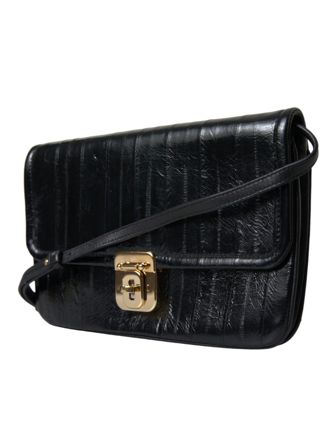 Dolce &amp; Gabbana Dolce &amp; Gabbana Elegant Eelskin Leather Shoulder Bag/Black