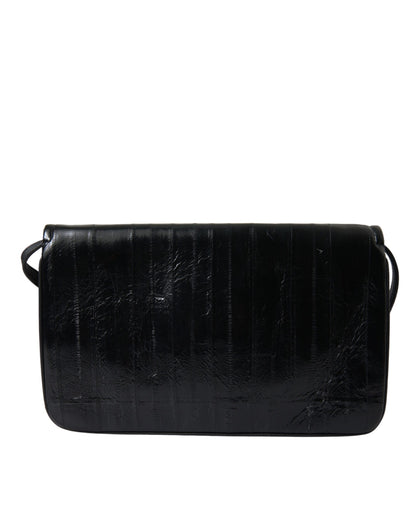 Dolce &amp; Gabbana Dolce &amp; Gabbana Elegant Eelskin Leather Shoulder Bag/Black