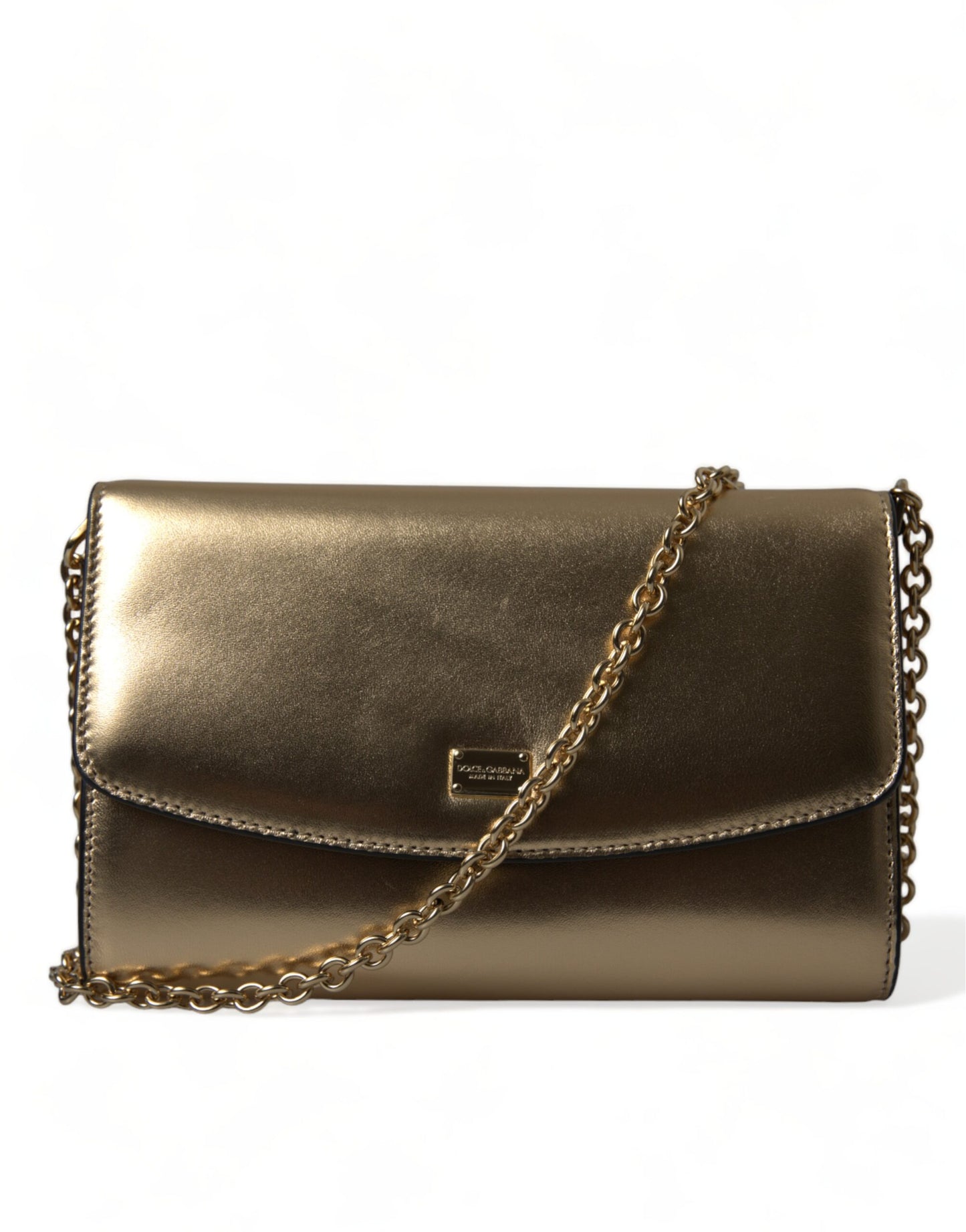 Dolce & Gabbana Dolce & Gabbana Elegant Metallic Gold Leather Crossbody Purse/Gold