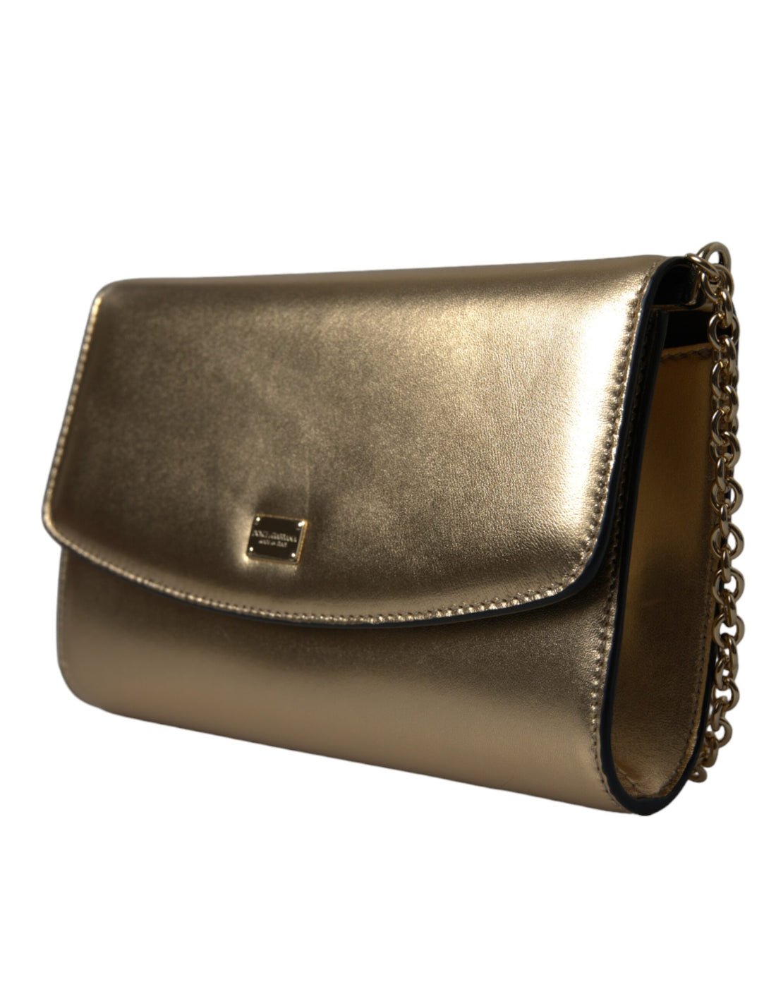 Dolce &amp; Gabbana Dolce &amp; Gabbana Elegant Metallic Gold Leather Crossbody Purse/Gold