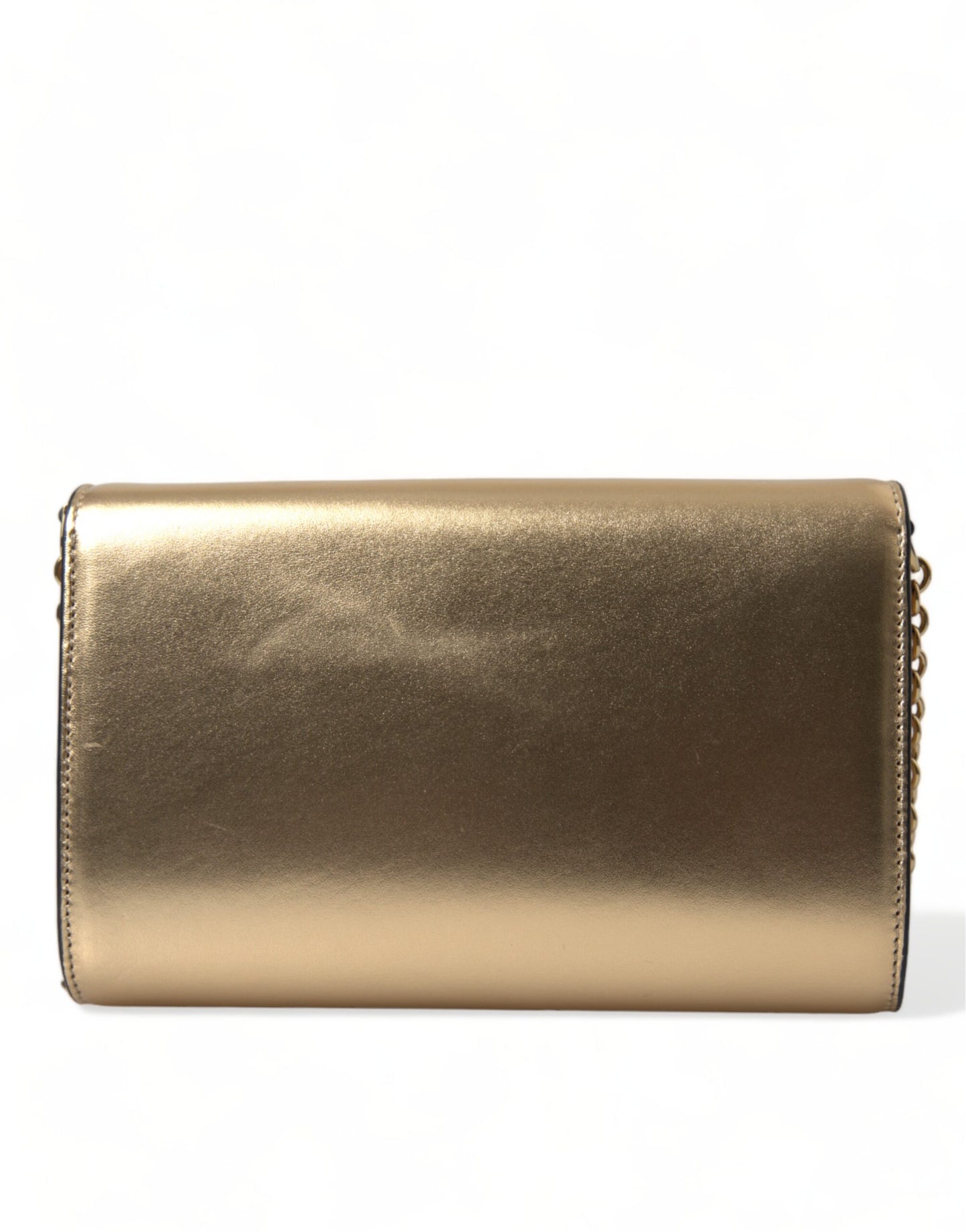 Dolce & Gabbana Dolce & Gabbana Elegant Metallic Gold Leather Crossbody Purse/Gold