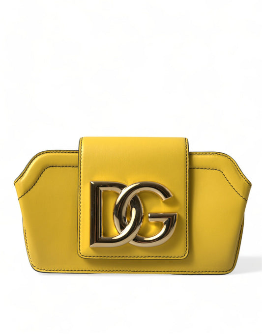 Dolce & Gabbana Dolce & Gabbana Exquisite Yellow Leather Eyewear Case/Yellow