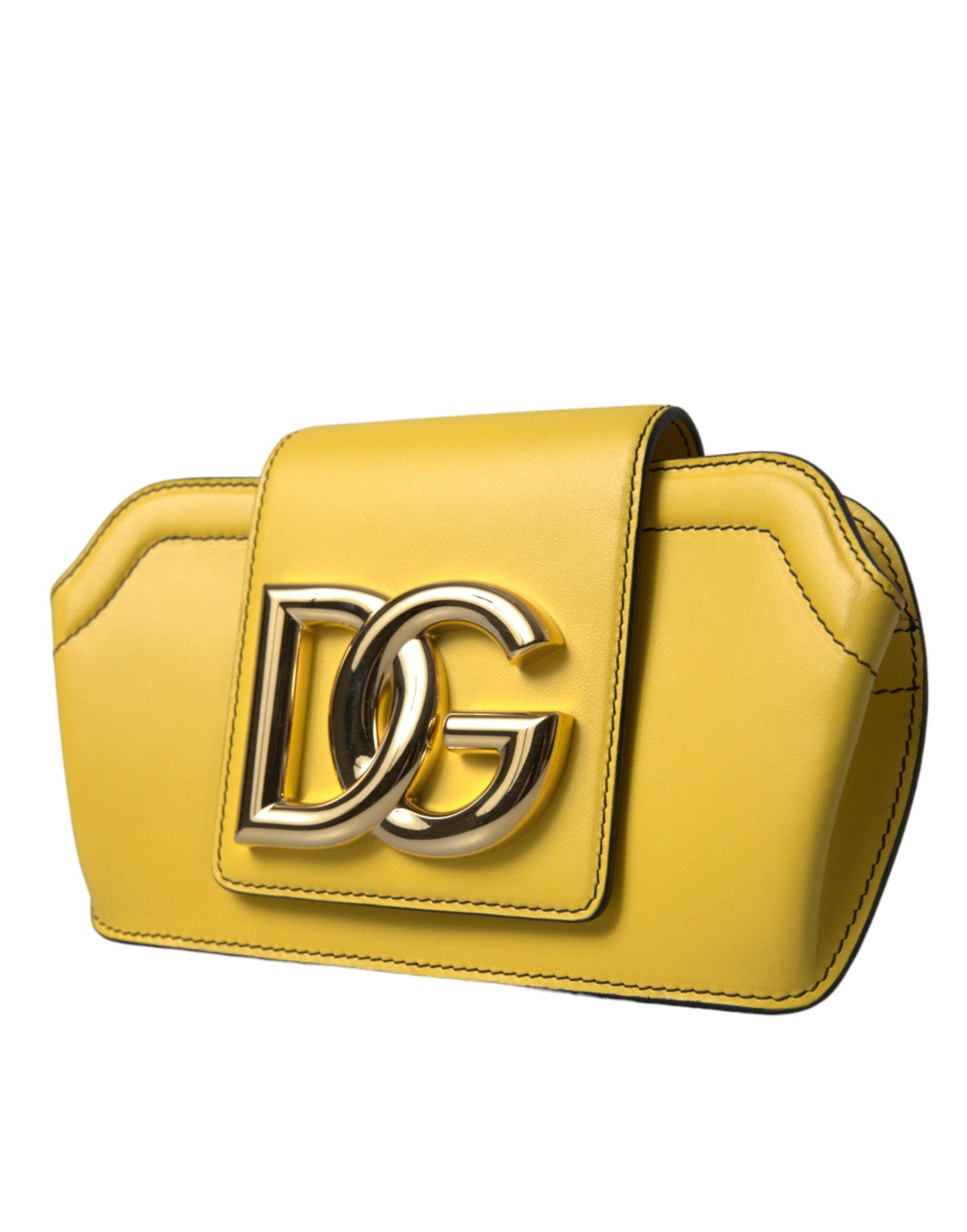 Dolce & Gabbana Dolce & Gabbana Exquisite Yellow Leather Eyewear Case/Yellow