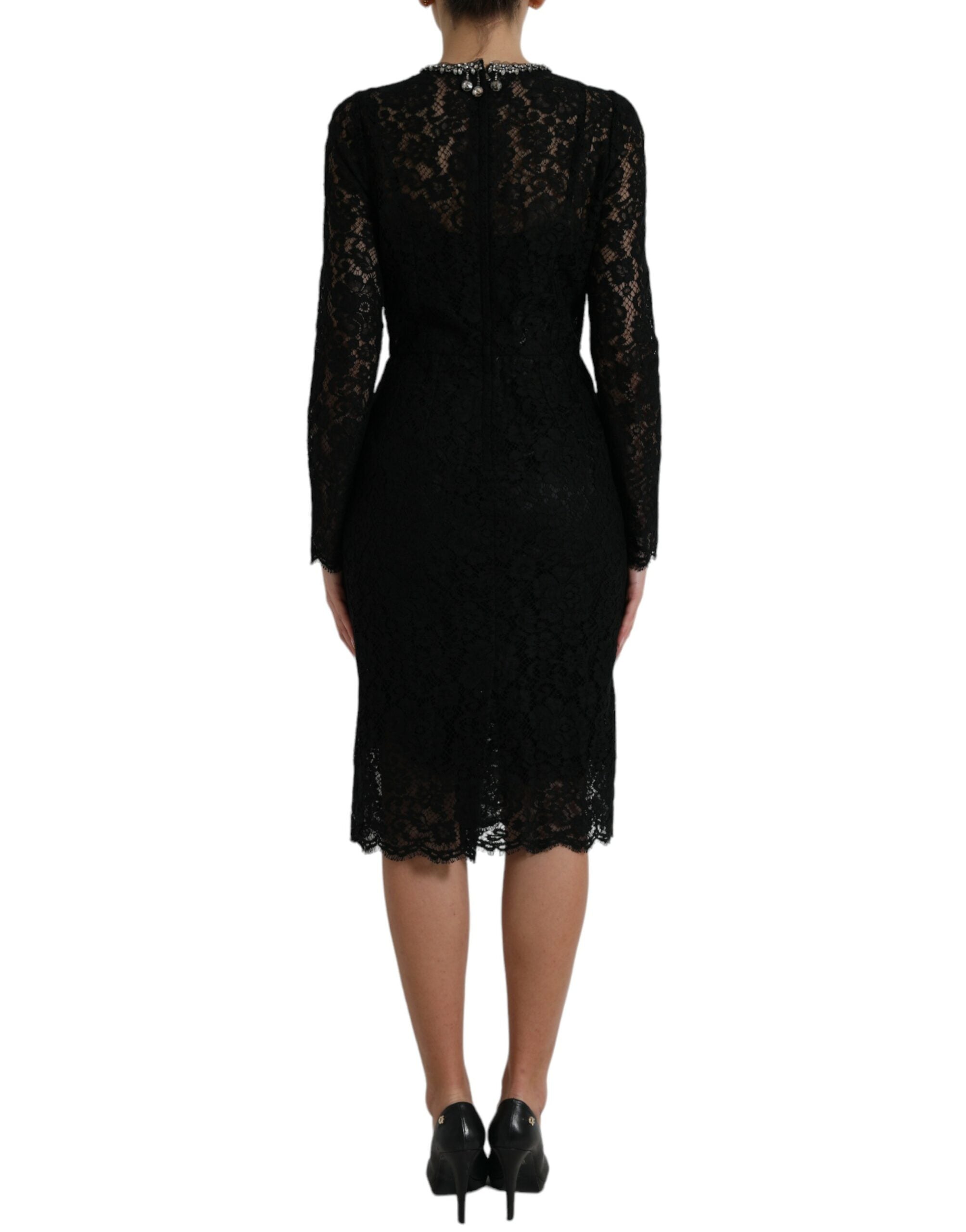 Dolce &amp; Gabbana Elegant Crystal-Embellished Sheath Dress/IT36 | XS/Black