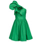 PINKO Chic Green Draped Bustier Flared Dress/IT38|XS/Green