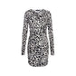 Love Moschino Chic Red Leopard V-Neck Ruffle Dress/IT42|M/White